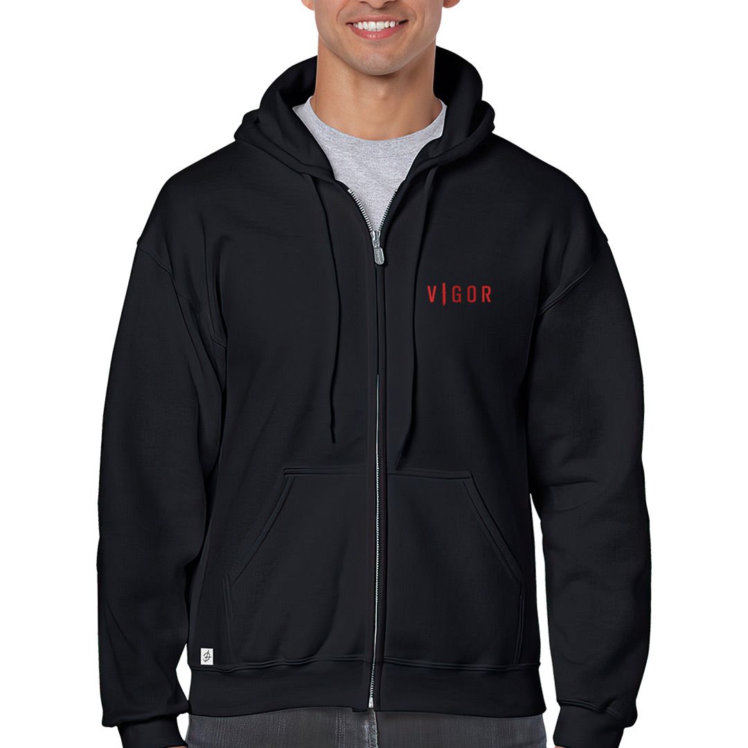 VIGOR - SUDADERA ORIGINAL CON CREMALLERA Y CAPUCHA | NEGRA