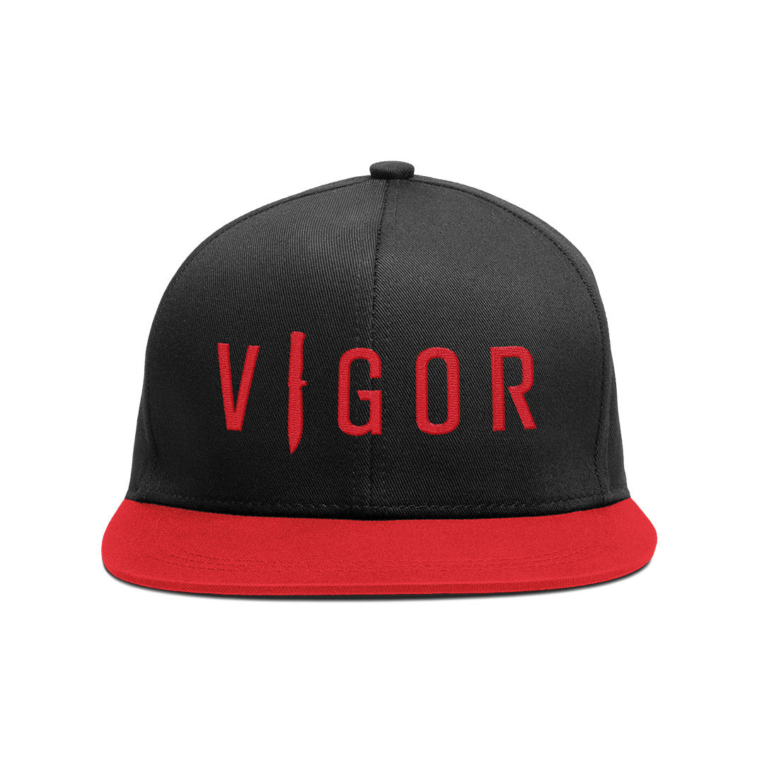VIGOR - GORRA AJUSTABLE CON BAJA visera | NEGRO/ROJO