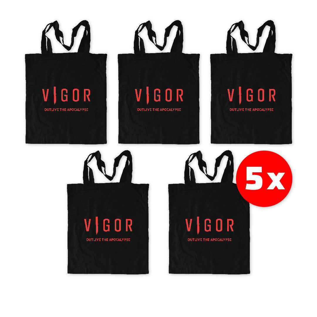 VIGOR - BOLSA DE COMPRAS ECOLÓGICA | PAQUETE DE 5 | NEGRA