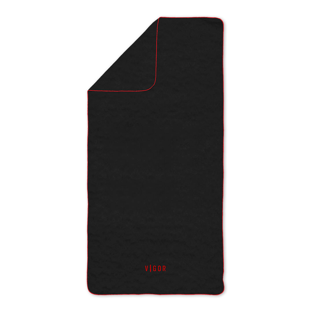 VIGOR - TOALLA DE SECADO RÁPIDO | 130x70CM | NEGRO/ROJO