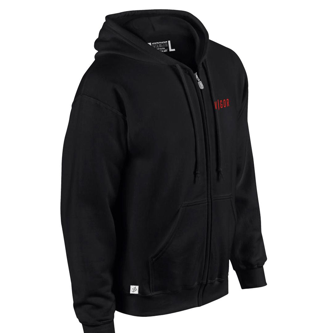 VIGOR - SUDADERA ORIGINAL CON CREMALLERA Y CAPUCHA | NEGRA